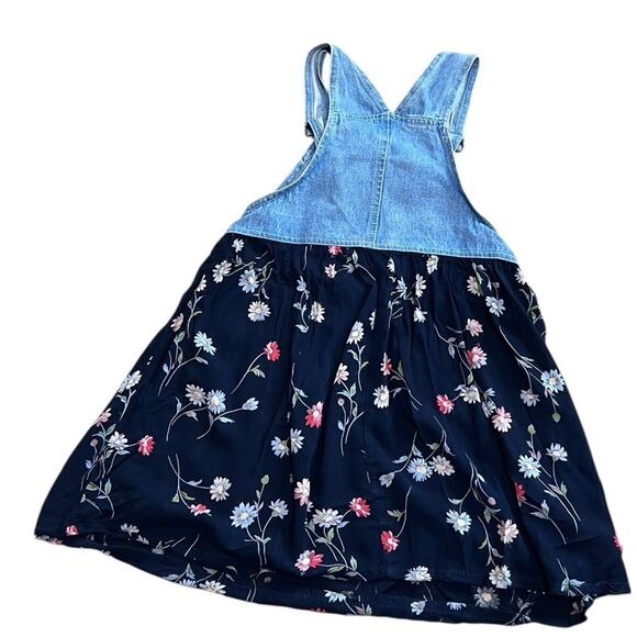 Mickey's Stuff Disney Jerry Leigh Denim Overall Floral Dress Girls M Made in USA - Picture 6 of 7
